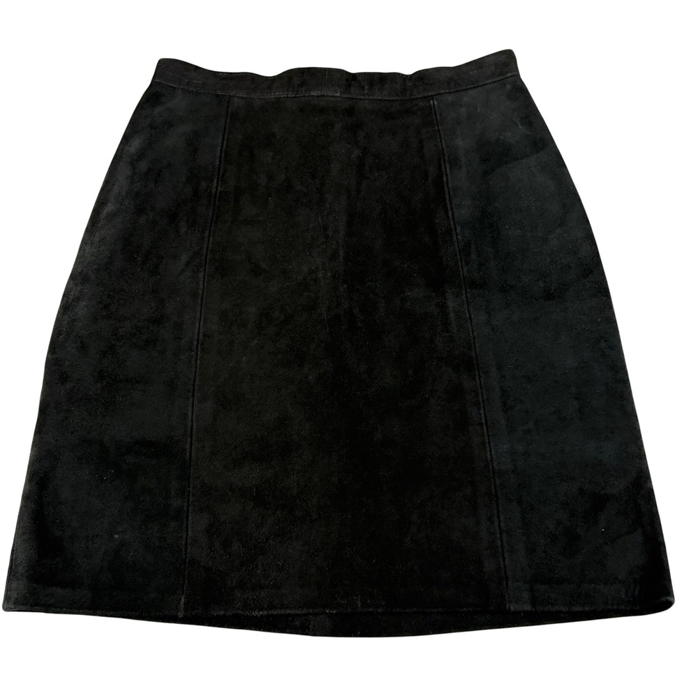 Phoenix‎ Suede Leather Skirt Black Women's 7/8 Made in USA Vintage